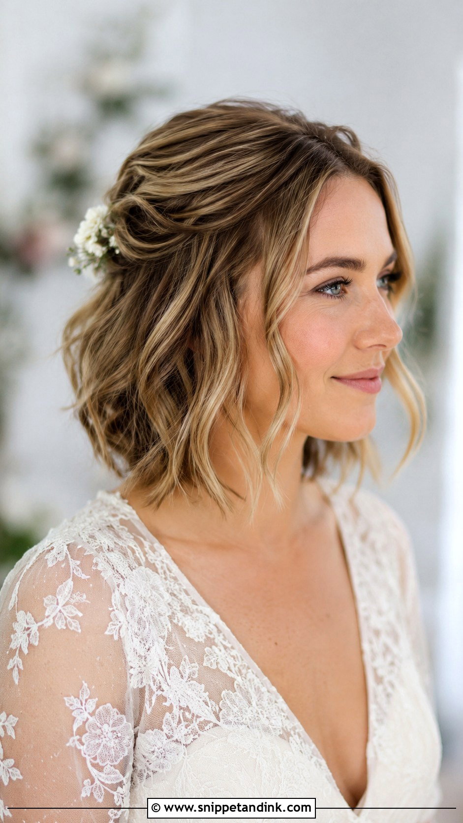 Half Up Bridal Hair for Short Hair - Snippet and Ink - 35 Half-Up Bridal Hair Ideas