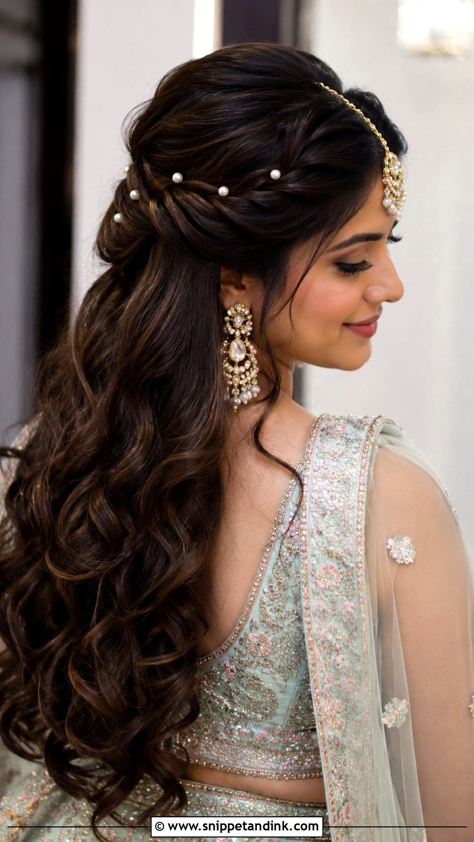 Half Up Bridal Hairstyle - Snippet and Ink - 15 North Indian Bride Hairstyle Ideas