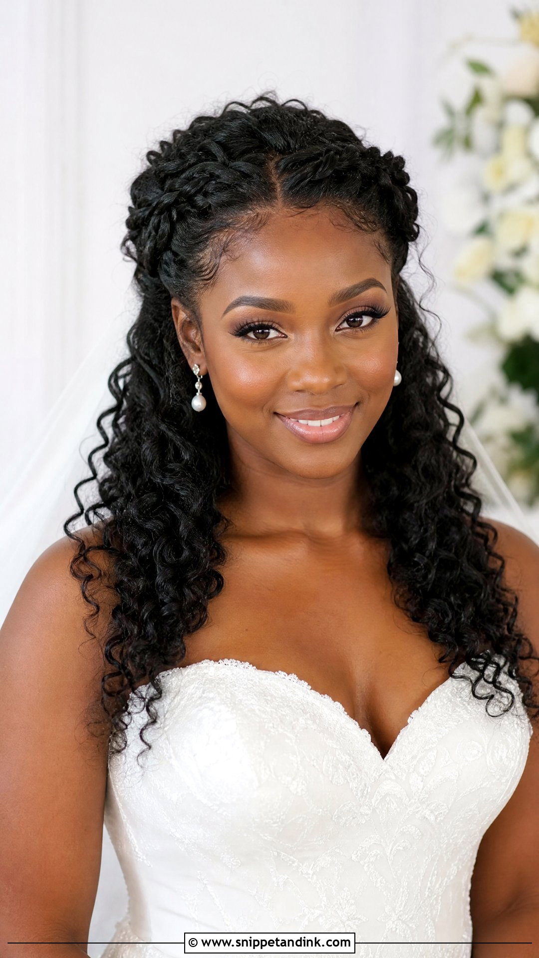 Half Up Bridal Hairstyle For Black Women - Snippet and Ink - 15 Black Woman Bridal Hair Girl Hairstyles