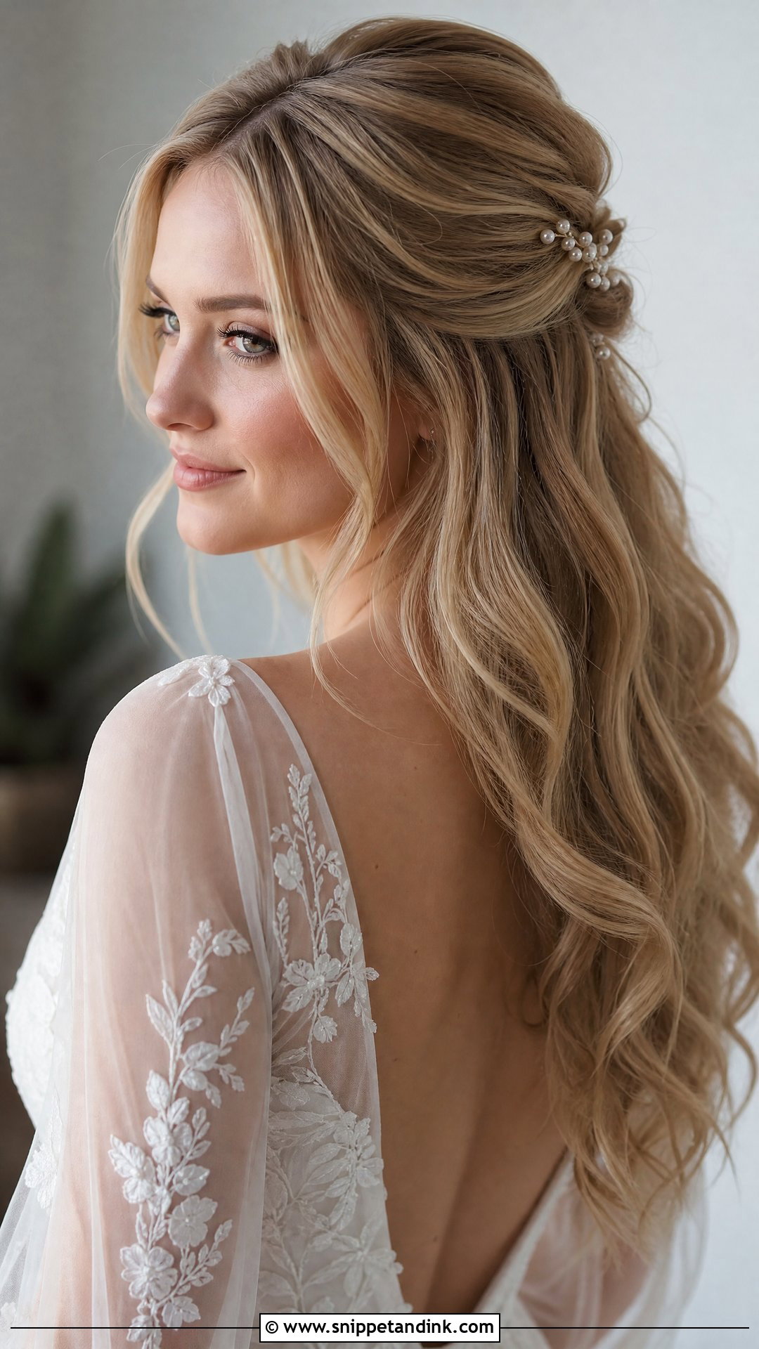 Half Up Bridal Hairstyle For Long Face - Snippet and Ink - 15 Bridal Hairstyles for Long Face
