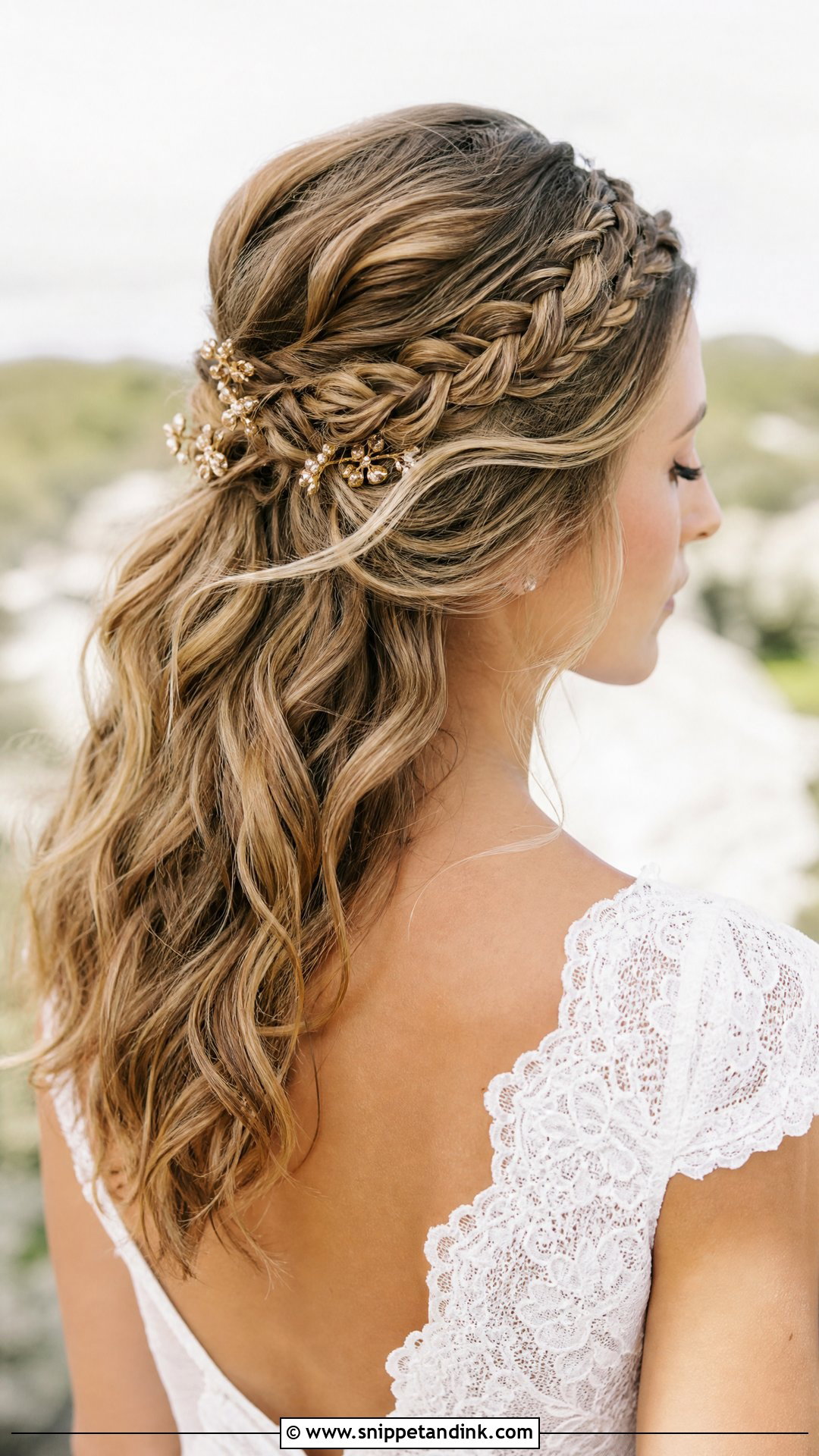 Half Up Bridal Hairstyle With Accent Braids - Snippet and Ink - 20 Half-Up Bridal Hairstyles for Long Hair