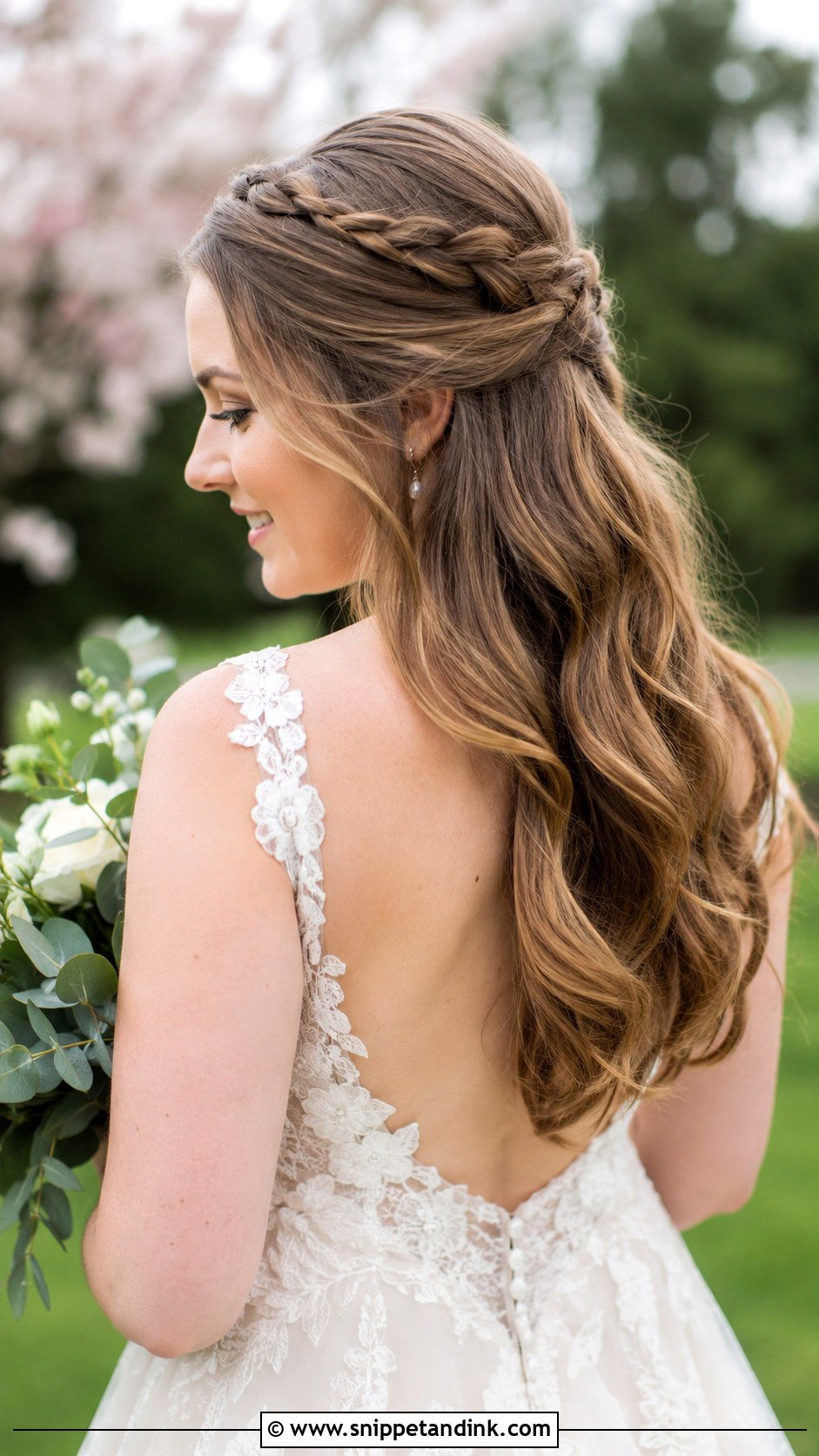 Half Up Bridal Hairstyle With Braids - Snippet and Ink - 20 Spring Wedding Hair Ideas