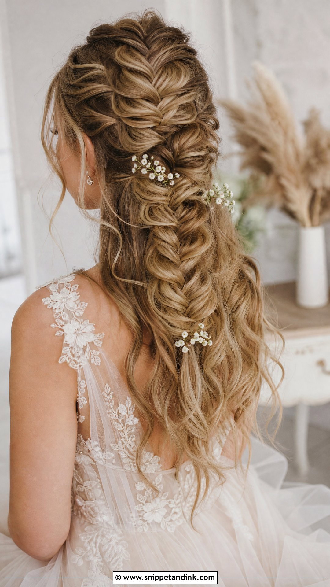 Half Up Bridal Hairstyle With Fishtail Braid - Snippet and Ink - 20 Half-Up Bridal Hairstyles for Long Hair