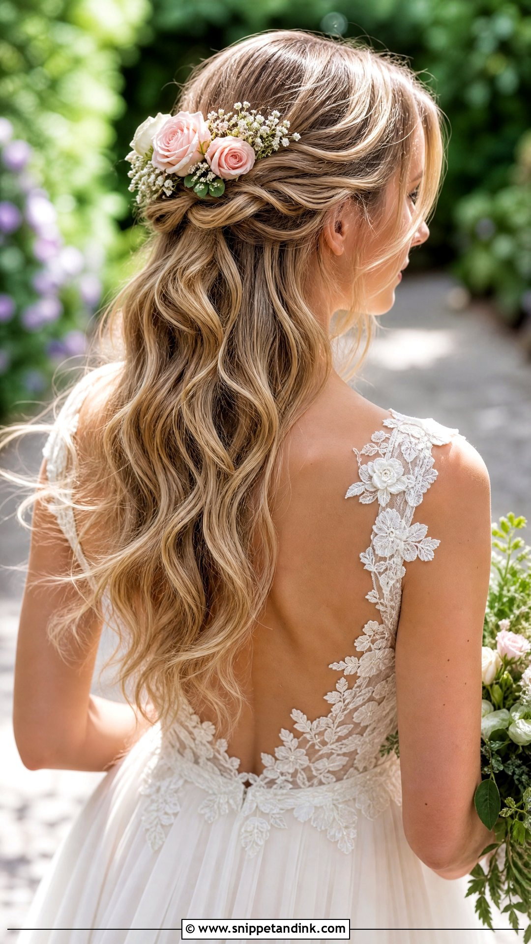 Half Up Bridal Hairstyle With Flowers - Snippet and Ink - 20 Half-Up Bridal Hairstyles for Long Hair