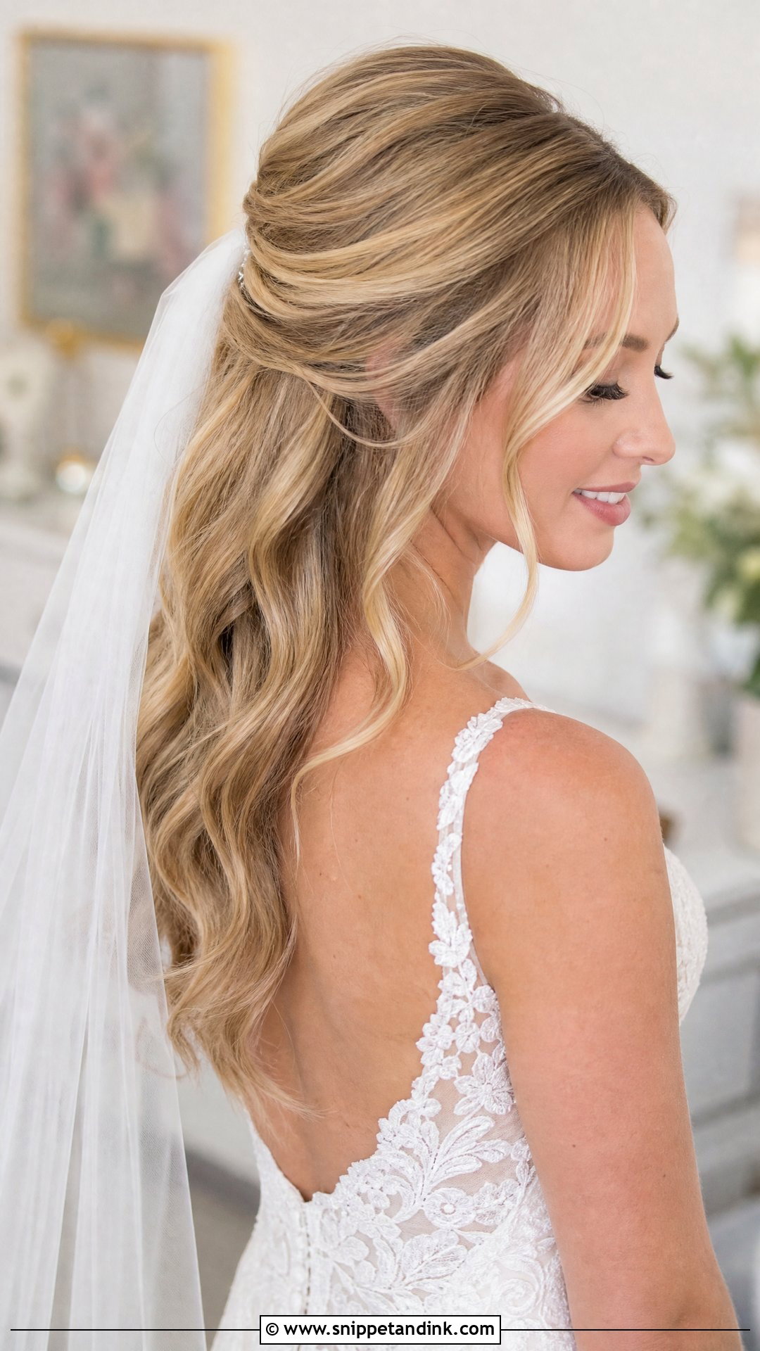 Half Up Bridal Hairstyle With Loose Waves - Snippet and Ink - 20 Half-Up Bridal Hairstyles for Long Hair