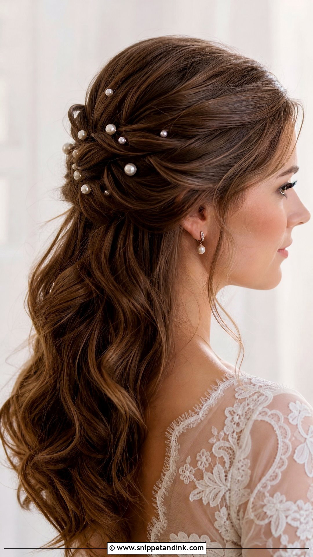 Half Up Bridal Hairstyle With Pearls - Snippet and Ink - 20 Half-Up Bridal Hairstyles for Long Hair