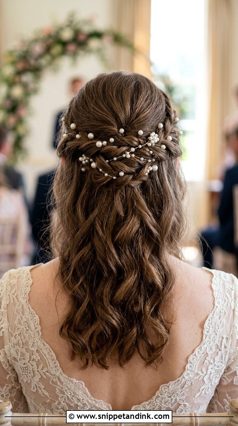 Half Up Bridal Hairstyle With Pearls - Snippet and Ink - 20 Bridal Half-Up Ideas