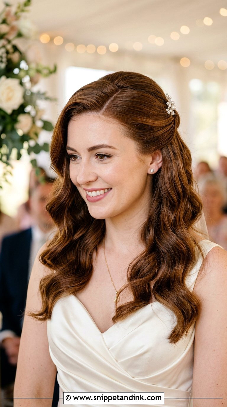 Half Up Bridal Hairstyle With Side Part - Snippet and Ink - 20 Bridal Half-Up Ideas