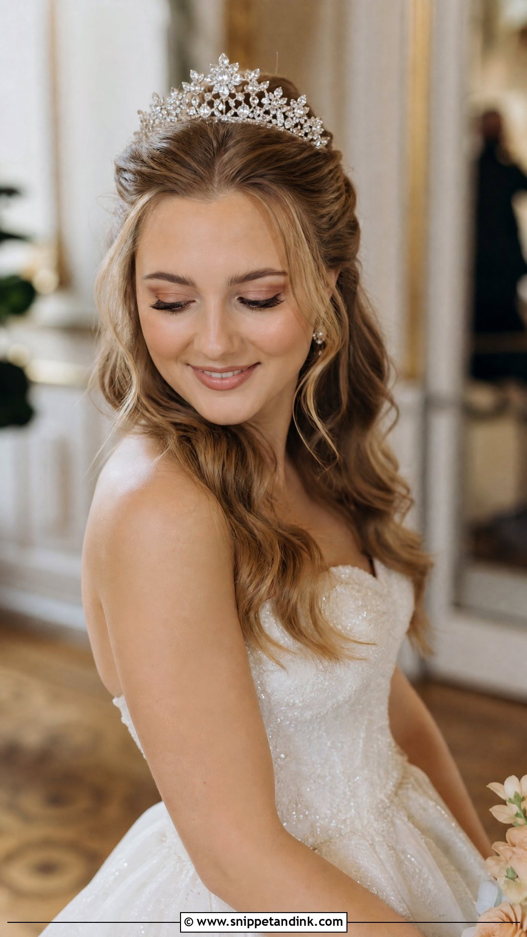 Half Up Bridal Hairstyle With Tiara - Snippet and Ink - 20 Half-Up Bridal Hairstyles