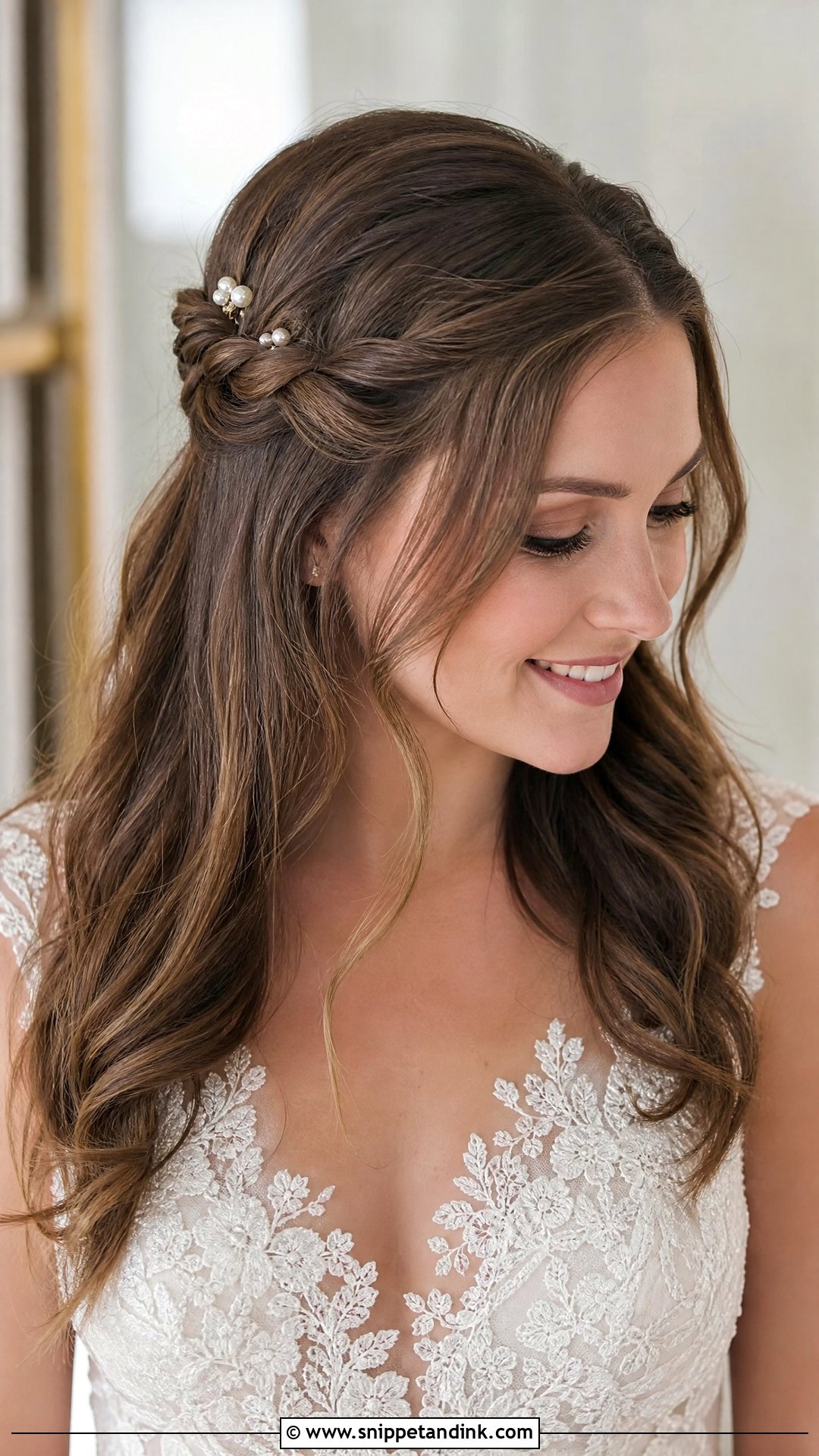 Half Up Bridal Hairstyle With Twisted Sides - Snippet and Ink - 20 Half-Up Bridal Hairstyles for Long Hair