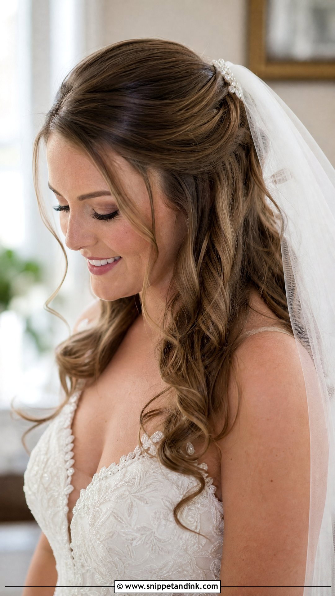 Half Up Bridal Hairstyle With Veil - Snippet and Ink - 20 Half-Up Bridal Hairstyles