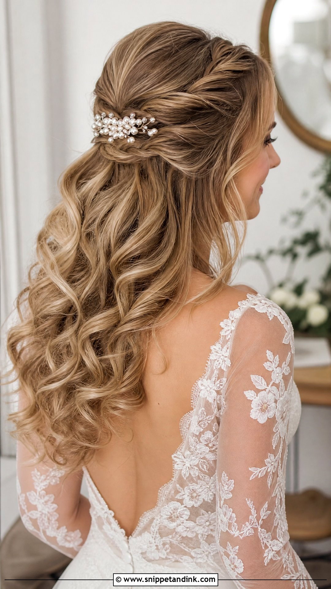 Half Up Bridal Hairstyle - Snippet and Ink - 15 Cute Bridal Hairstyles