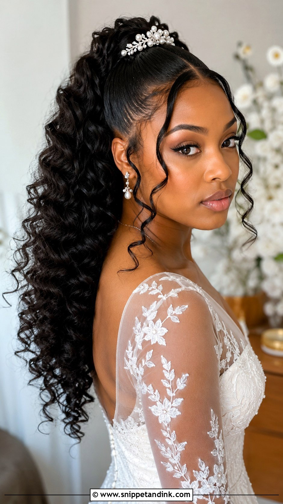 Half Up Bridal Ponytail For Black Women - Snippet and Ink - 20 Bridal Ponytail Hairstyles Black Women