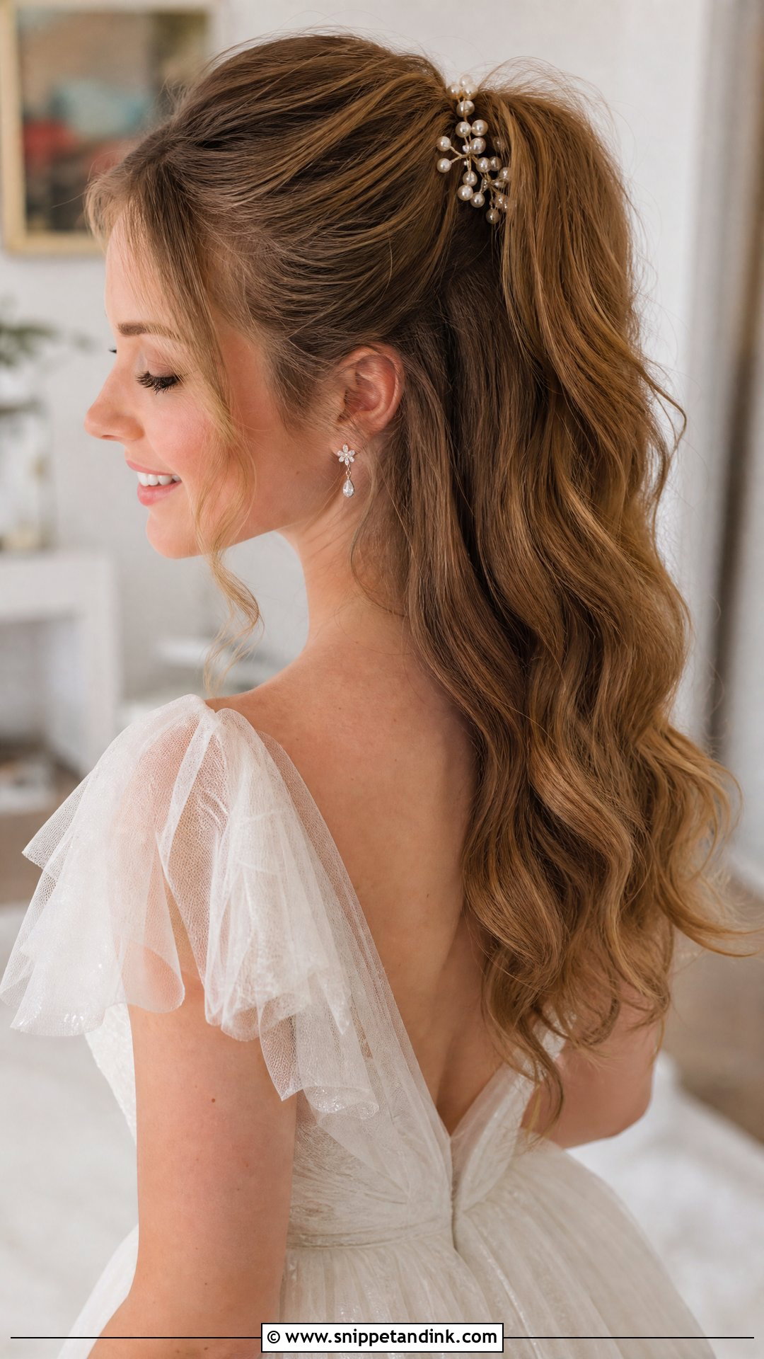 Half Up Bridal Ponytail - Snippet and Ink - 15 Bridal Hairstyle Ponytail Ideas