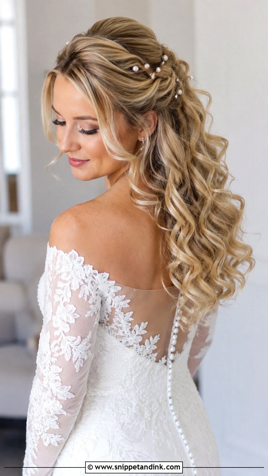 Half Up Bridal Updo With Curls - Snippet and Ink - 20 Half-Up Wedding Hair for Bride Ideas