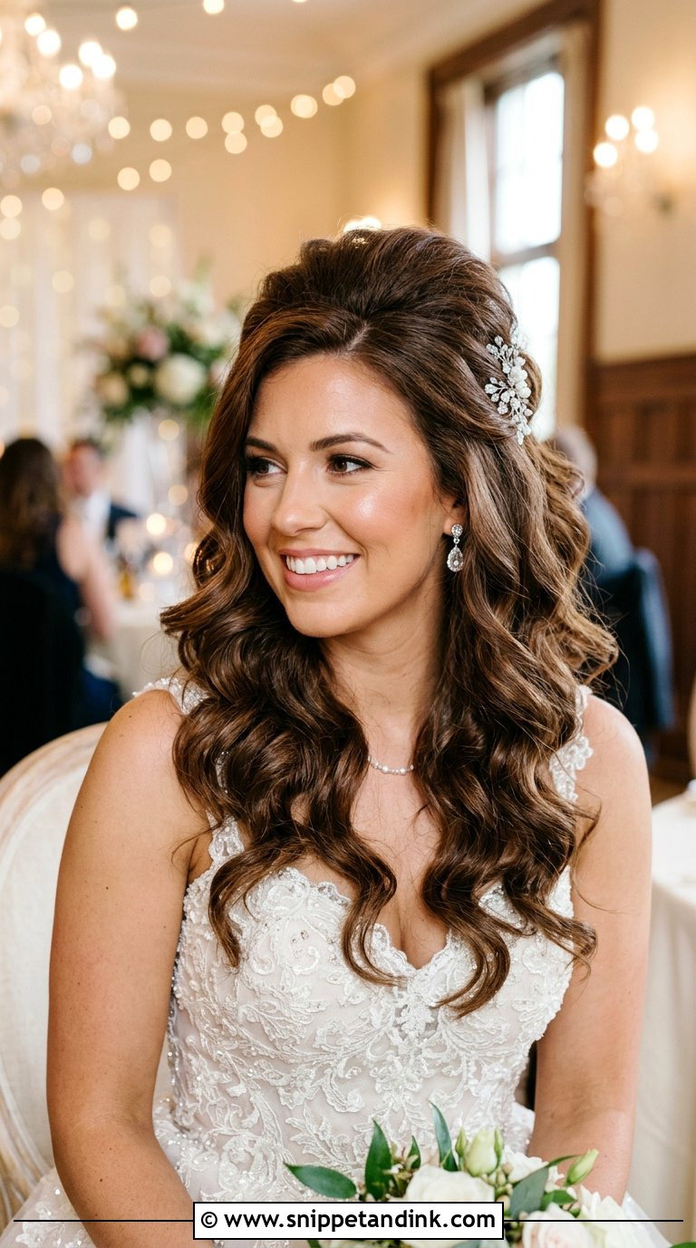 Half Up Bridal Updo With Volume - Snippet and Ink - 20 Bridal Half-Up Ideas