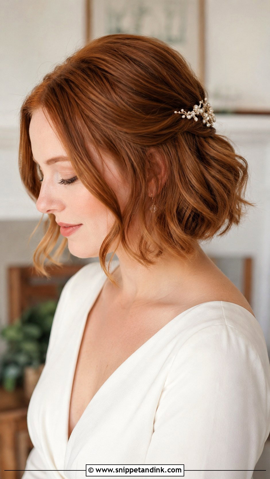 Half Up Bride Hairstyle For Short Hair - Snippet and Ink - 15 Half-Up Bride Hairstyles