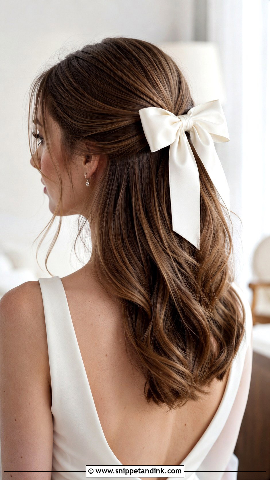 Half Up Bride Hairstyle With Bow - Snippet and Ink - 15 Half-Up Bride Hairstyles