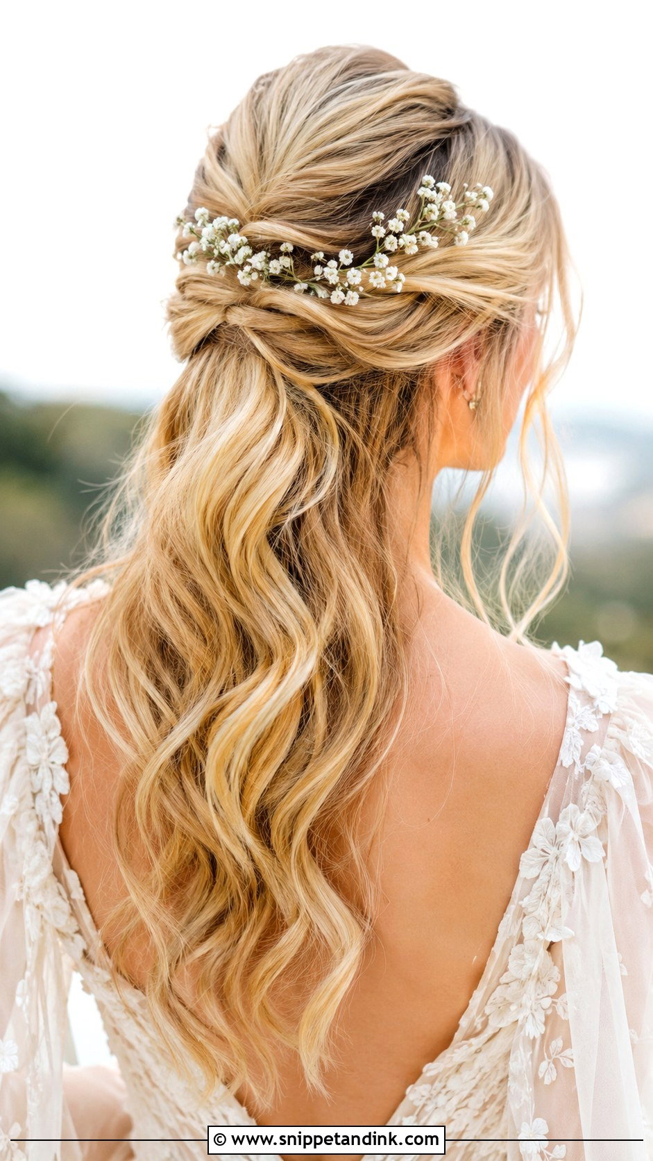 Half Up Bride Hairstyle With Flowers - Snippet and Ink - 15 Half-Up Bride Hairstyles