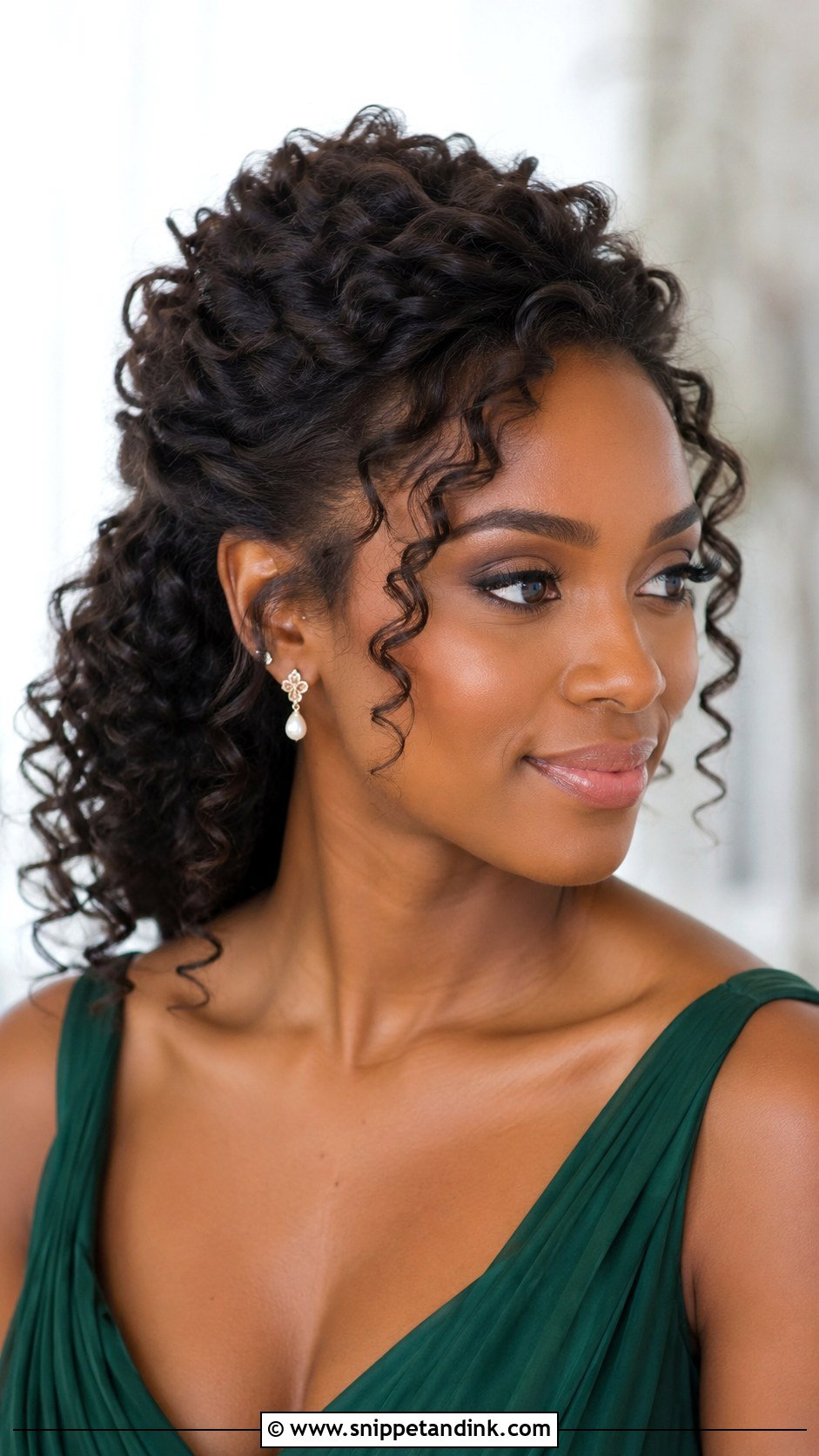 Half Up Bridesmaid Hair For Curly Hair - Snippet and Ink - 20 Simple Bridesmaid Hair Half Up Ideas
