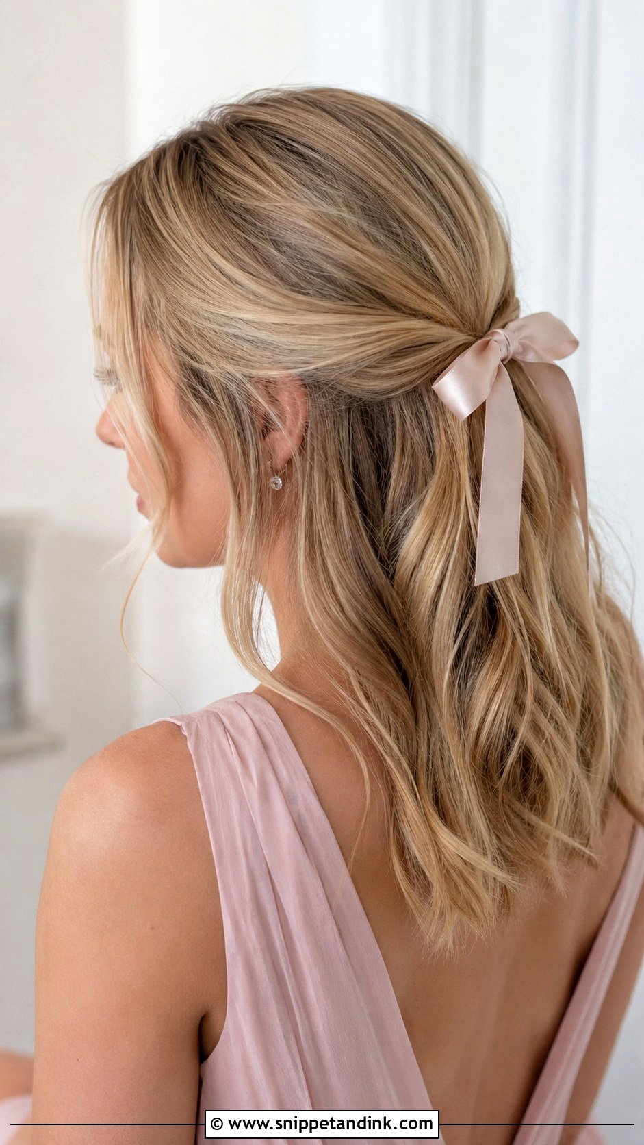 Half Up Bridesmaid Hair With A Bow - Snippet and Ink - 20 Bridesmaid Hairstyles Medium Length Half Up