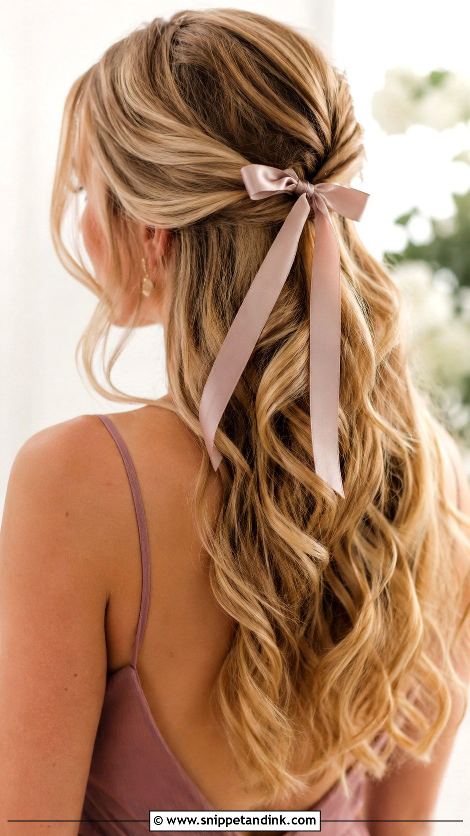 Half Up Bridesmaid Hair With A Bow - Snippet and Ink - 20 Simple Bridesmaid Hair Half Up Ideas