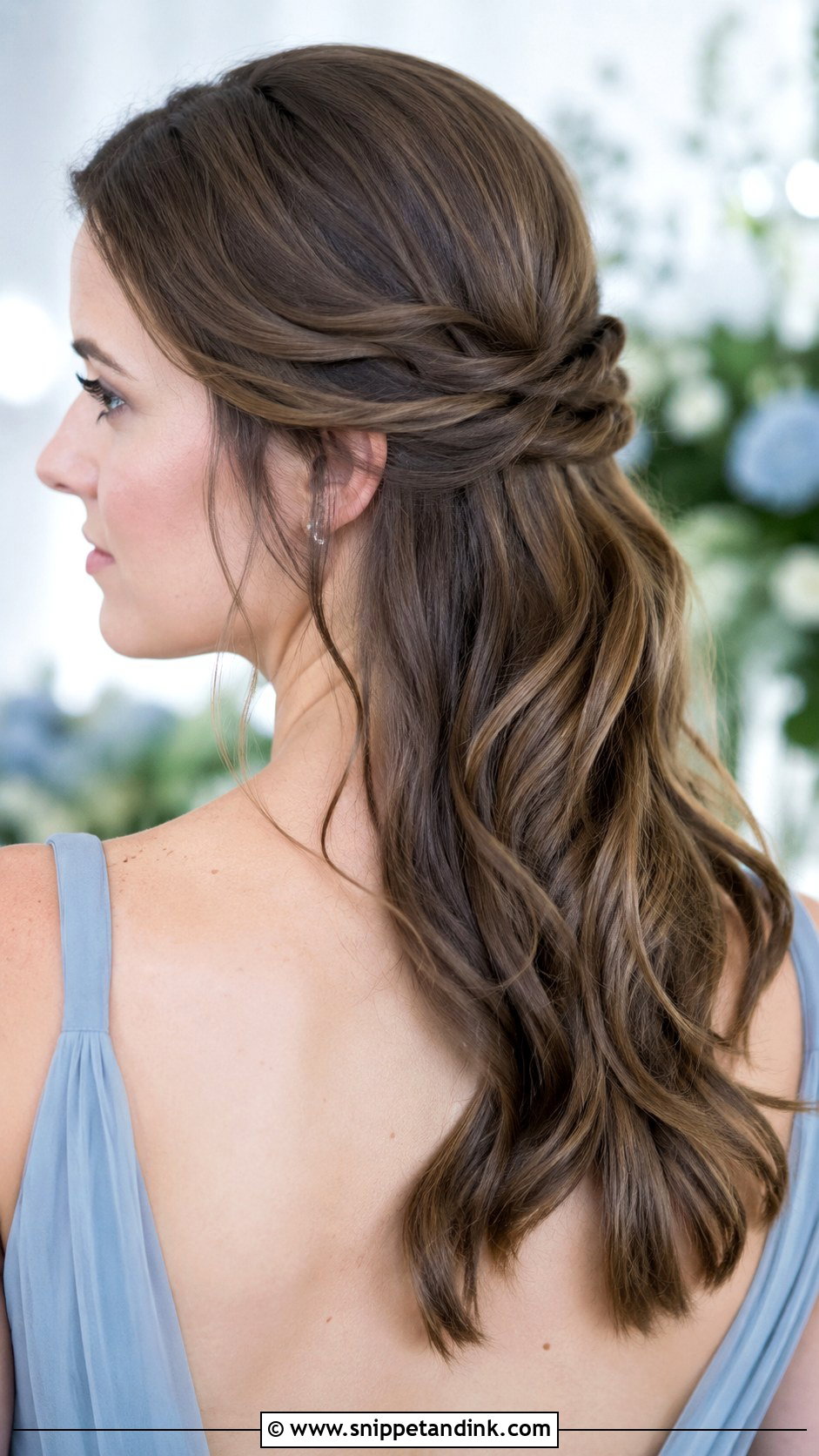 Half Up Bridesmaid Hair With A Low Twist - Snippet and Ink - 20 Simple Bridesmaid Hair Half Up Ideas