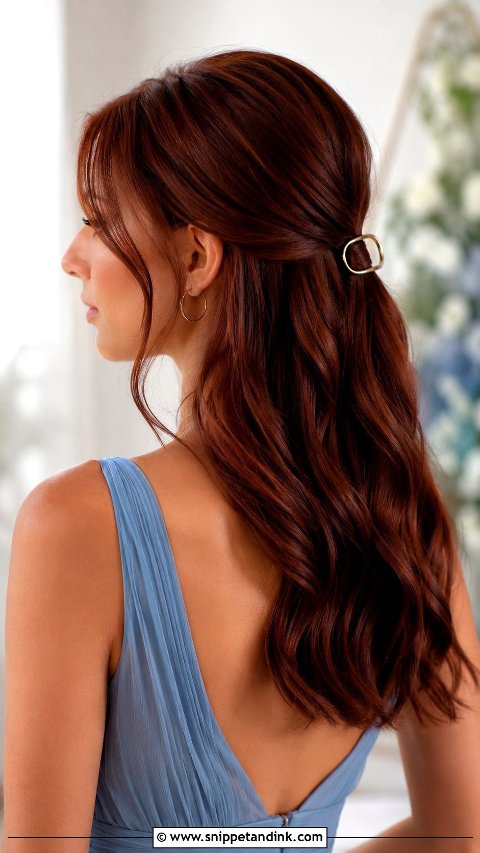 Half Up Bridesmaid Hair With A Simple Clip - Snippet and Ink - 20 Simple Bridesmaid Hair Half Up Ideas