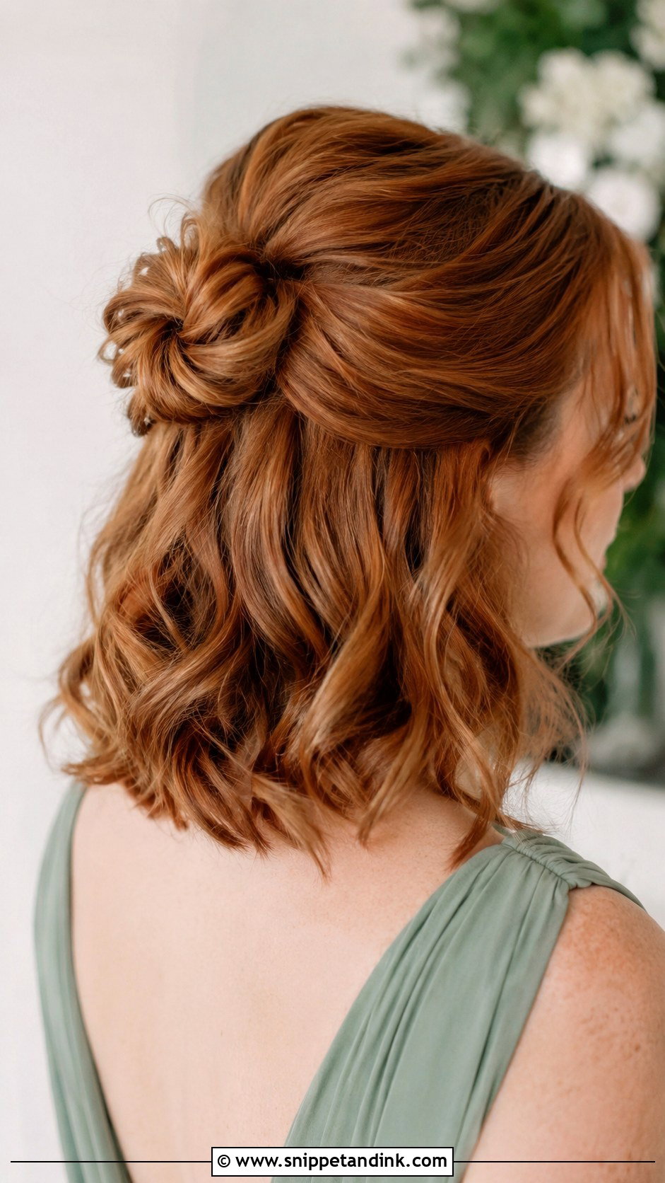 Half Up Bridesmaid Hair With A Small Bun - Snippet and Ink - 20 Bridesmaid Hairstyles Medium Length Half Up