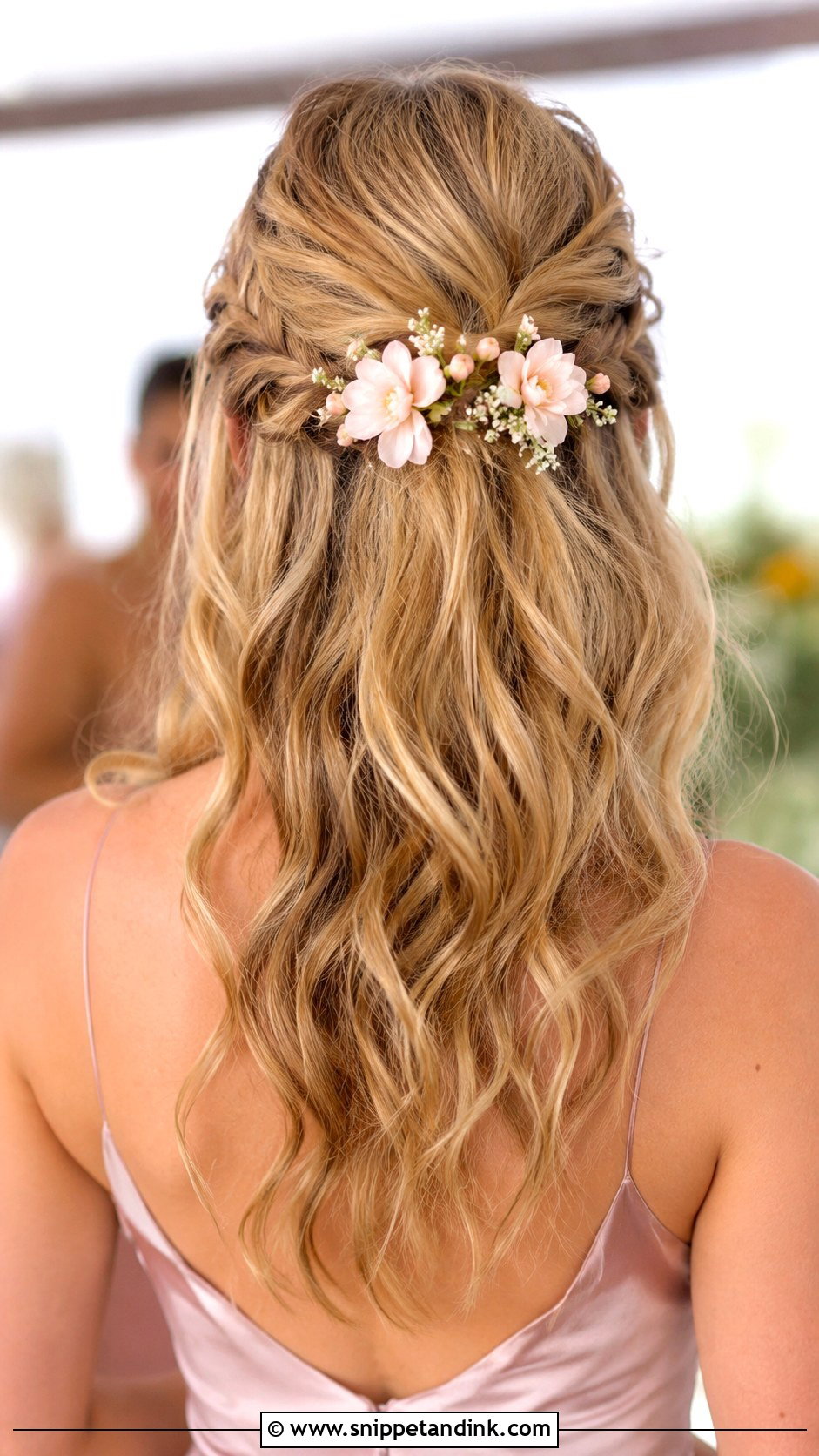 Half Up Bridesmaid Hair With Flowers - Snippet and Ink - 20 Bridesmaid Hairstyles with Flowers