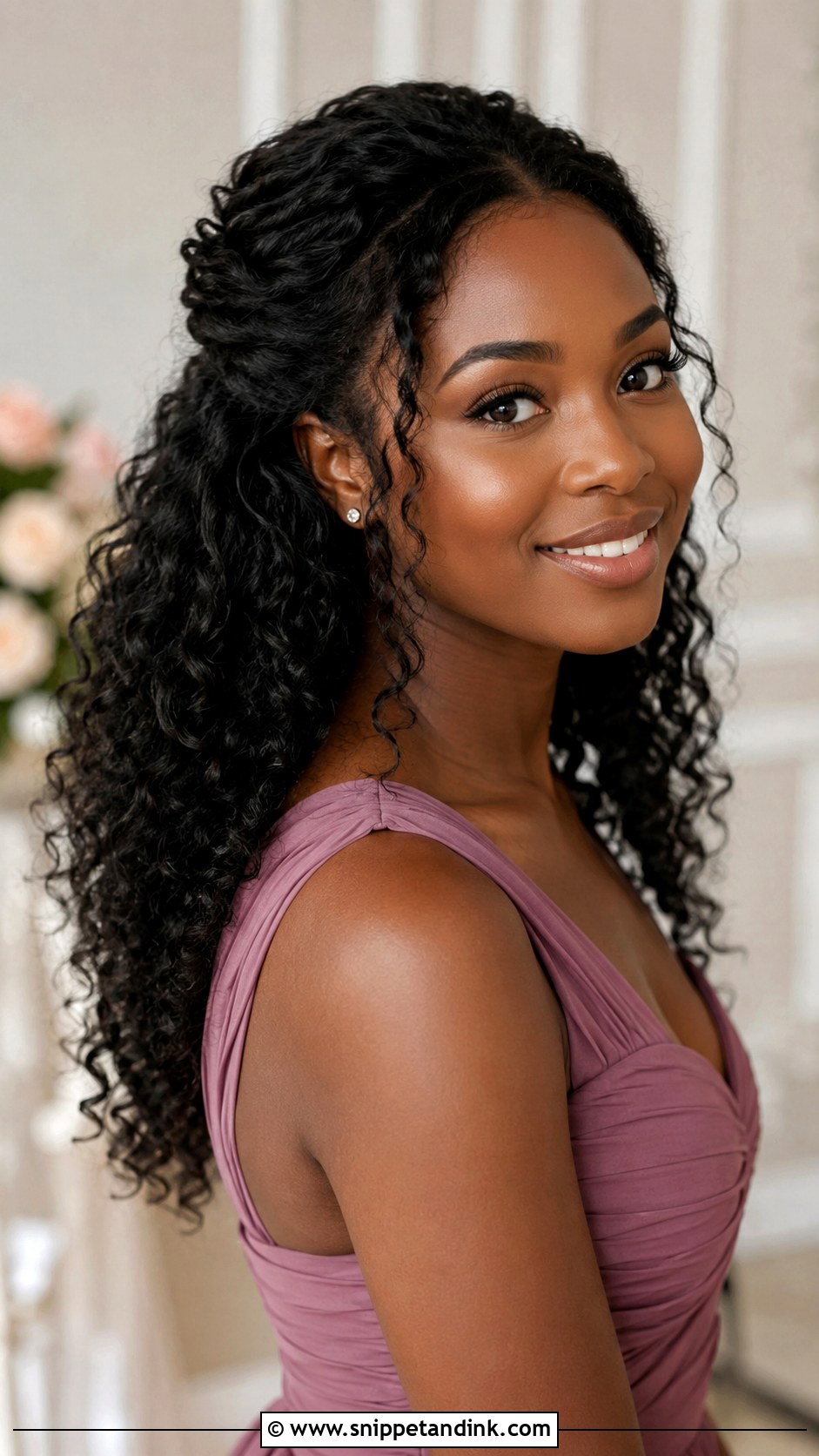 Half Up Bridesmaid Hair With Natural Texture - Snippet and Ink - 20 Simple Bridesmaid Hair Half Up Ideas