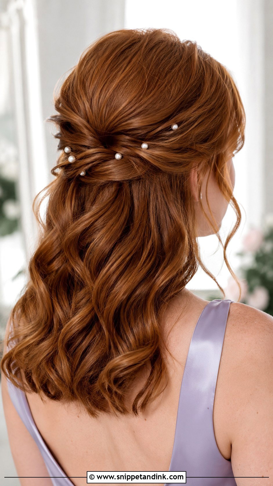 Half Up Bridesmaid Hair With Pearl Pins - Snippet and Ink - 20 Bridesmaid Hairstyles Medium Length Half Up