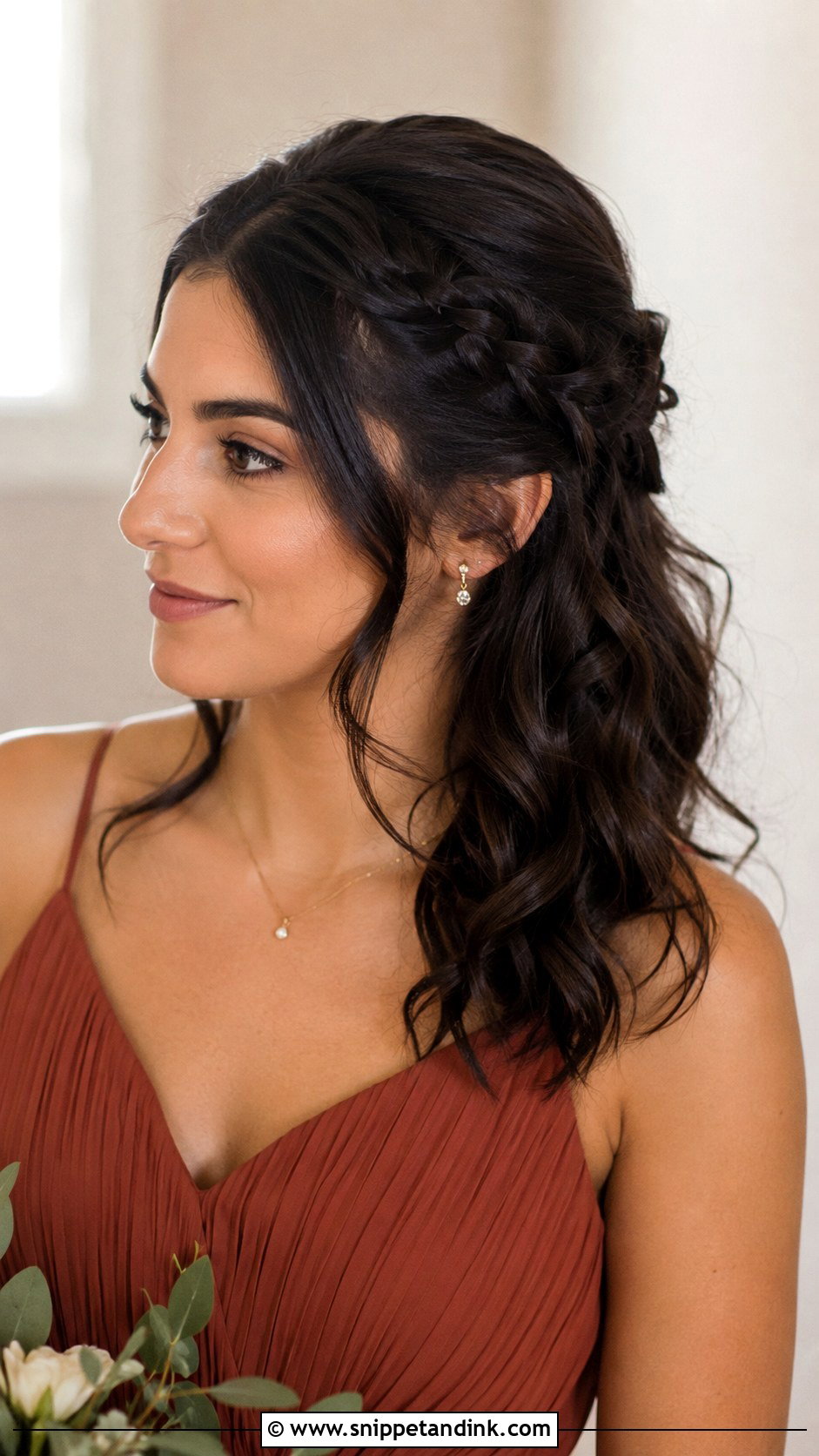 Half Up Bridesmaid Hair With Side Braid - Snippet and Ink - 20 Bridesmaid Hairstyles Medium Length Half Up