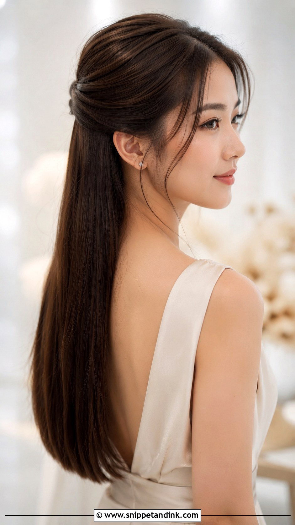 Half Up Bridesmaid Hair With Straight Hair - Snippet and Ink - 20 Simple Bridesmaid Hair Half Up Ideas
