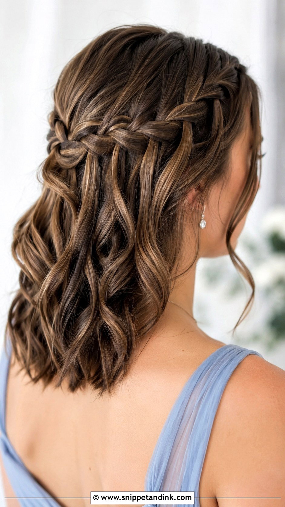 Half Up Bridesmaid Hair With Waterfall Braid - Snippet and Ink - 20 Bridesmaid Hairstyles Medium Length Half Up