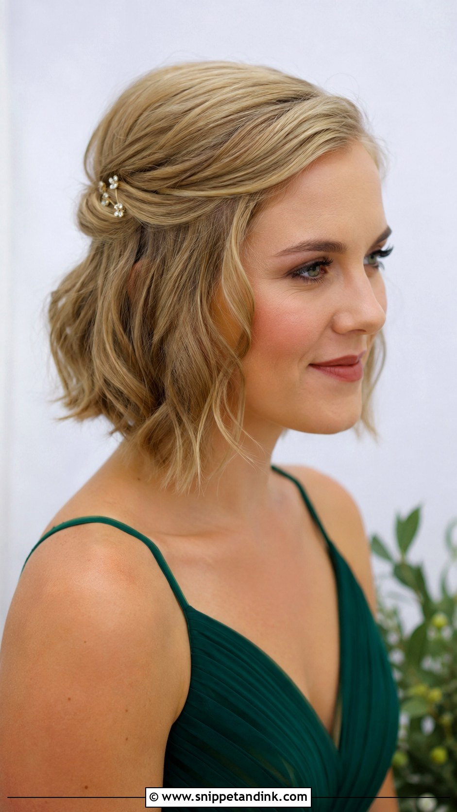 Half Up Bridesmaid Hairstyle For Short Hair - Snippet and Ink - 20 Bridesmaid Hairstyles Half Up