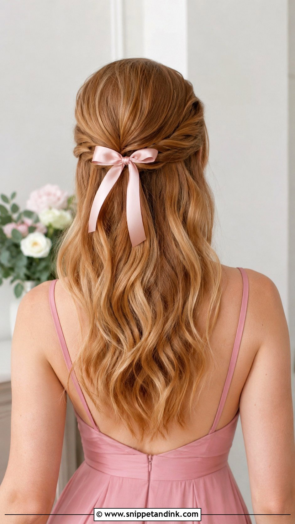 Half Up Bridesmaid Hairstyle With A Bow - Snippet and Ink - 20 Bridesmaid Hairstyles Half Up