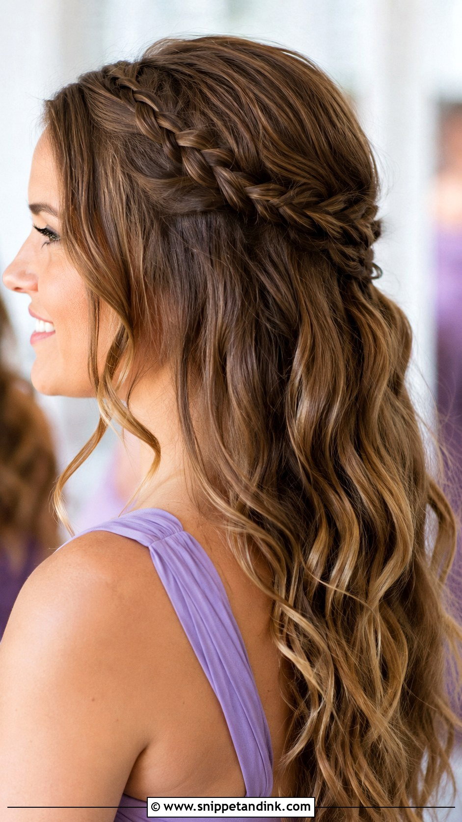 Half Up Bridesmaid Hairstyle With Braid - Snippet and Ink - 25 Cute Bridesmaid Hairstyles