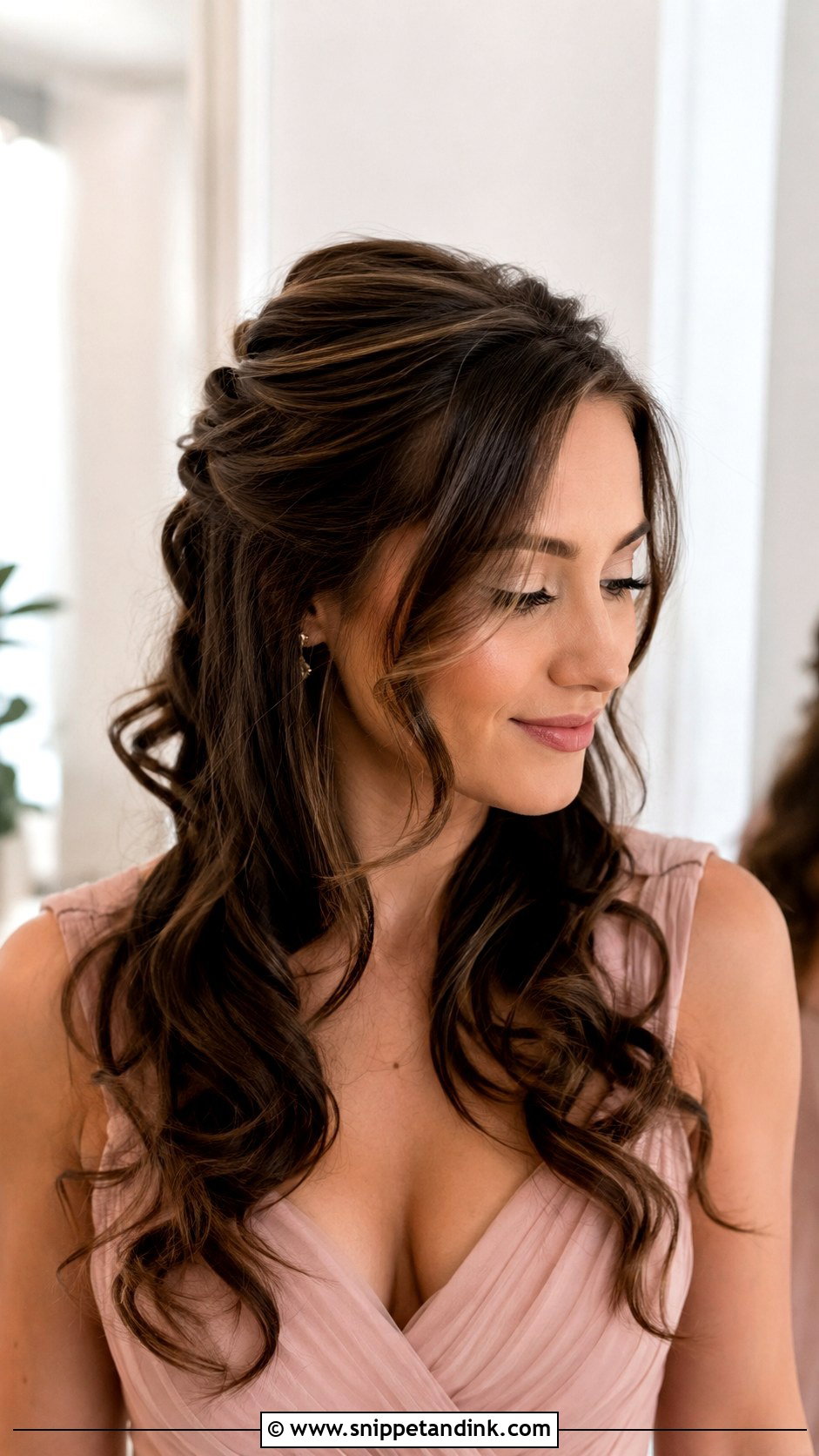 Half Up Bridesmaid Hairstyle With Loose Curls - Snippet and Ink - 20 Bridesmaid Hairstyles Half Up