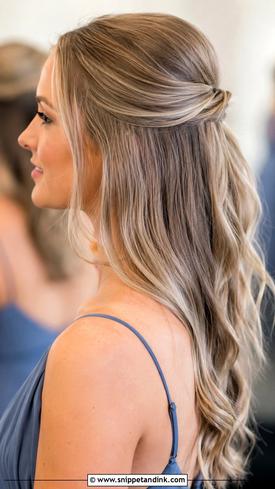 Half Up Bridesmaid Hairstyle With Sleek Top - Snippet and Ink - 20 Bridesmaid Hairstyles Half Up