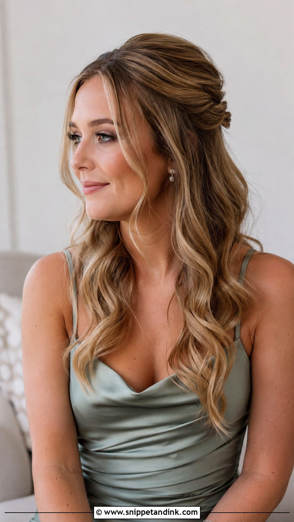 Half Up Bridesmaid Hairstyle With Soft Waves - Snippet and Ink - 20 Bridesmaid Hairstyles Half Up
