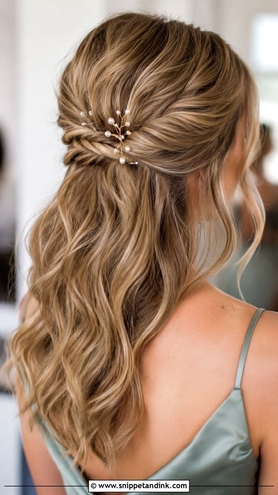 Half Up Bridesmaid Hairstyle for Medium Hair - Snippet and Ink - 20 Bridesmaid Hairstyles for Medium Hair