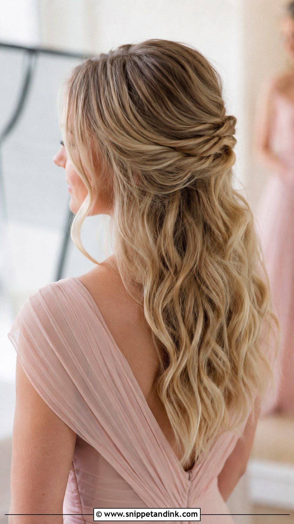 Half Up Bridesmaid Hairstyle - Snippet and Ink - 25 Simple Bridesmaid Hairstyles