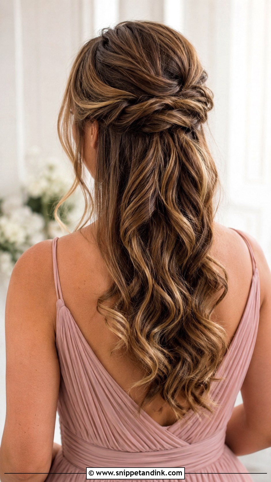 Half Up Bridesmaid Updo For Long Hair - Snippet and Ink - 20 Bridesmaid Hair Updo Long Ideas