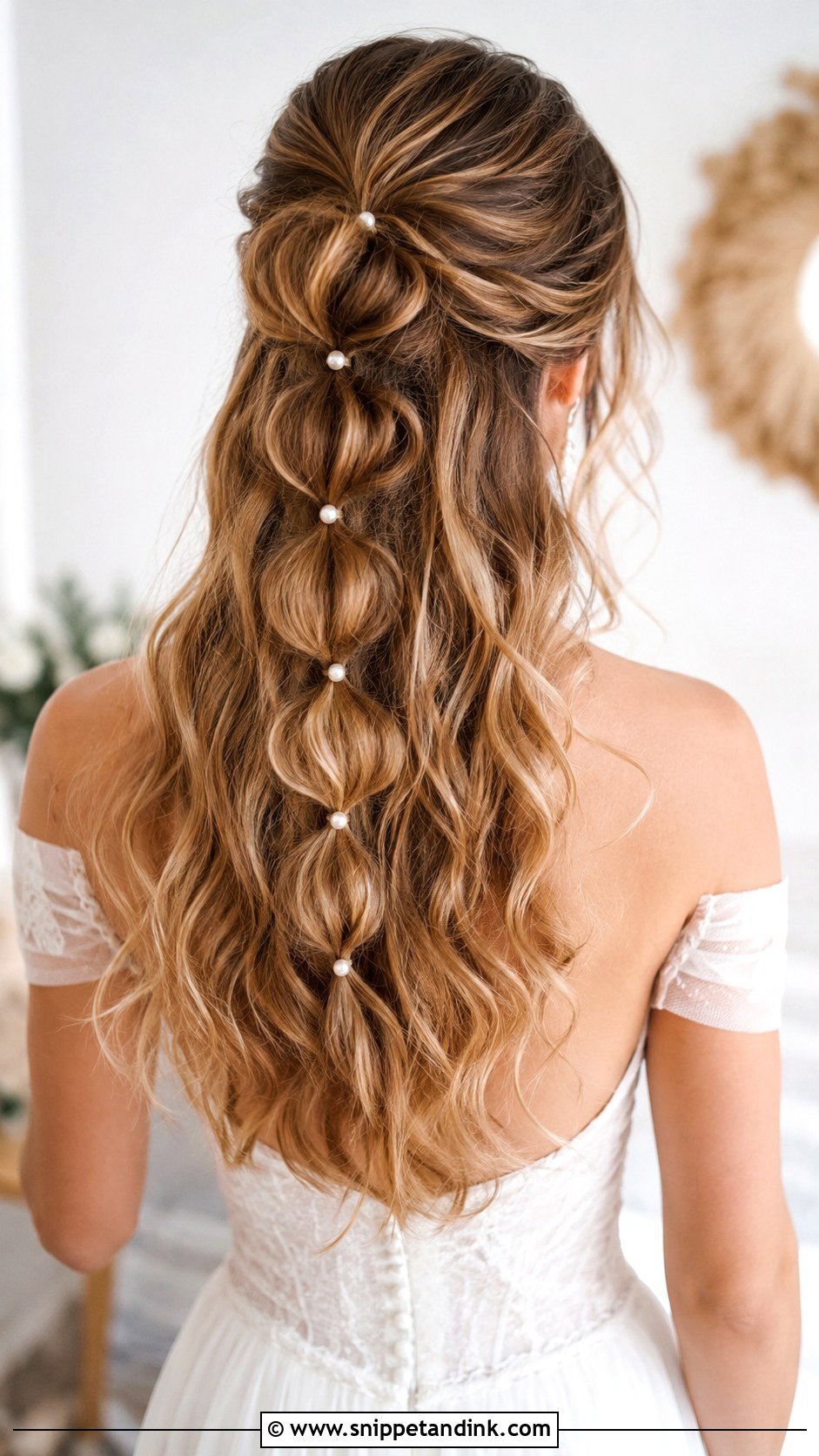 Half Up Bubble Braid - Snippet and Ink - 25 Medium Length Half-Up Bridal Hair Ideas