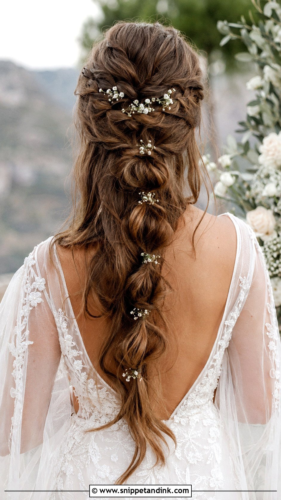 Half Up Bubble Braid Wedding Hair - Snippet and Ink - 25 Boho Half-Up Half-Down Wedding Hair Ideas