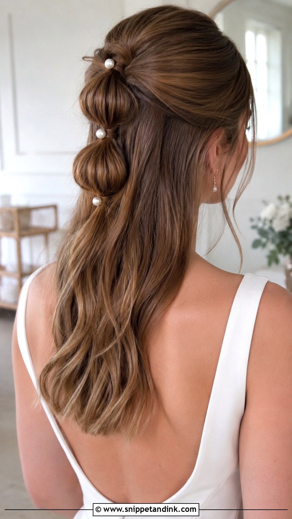 Half Up Bubble Braid Wedding Hair - Snippet and Ink - 25 Romantic Half-Up Wedding Hair Ideas