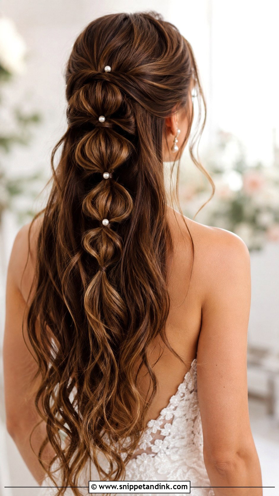 Half Up Bubble Braid With Long Hair - Snippet and Ink - 25 Long Half-Up Half-Down Wedding Hair Ideas