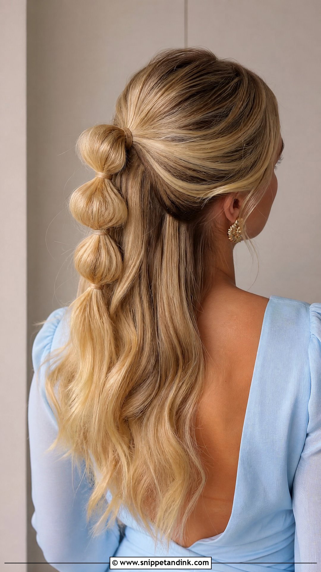 Half Up Bubble Ponytail - Snippet and Ink - 20 Wedding Guest Hairstyles for Medium Hair