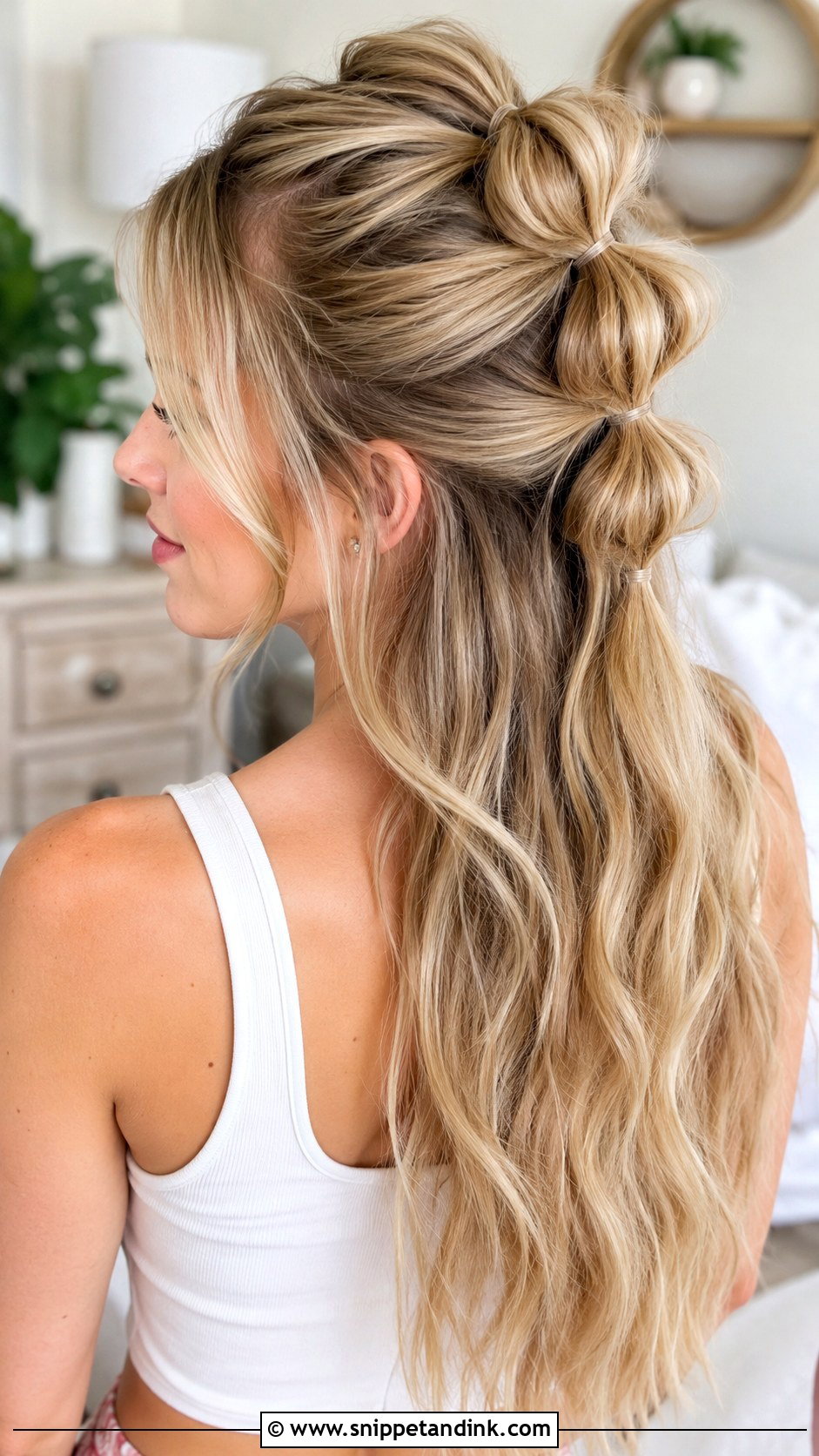 Half Up Bubble Ponytail - Snippet and Ink - 30 Wedding Guest Hairstyles for Long Hair